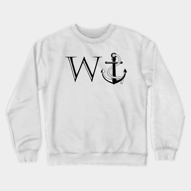 W Anchor Design Crewneck Sweatshirt by ArtShare